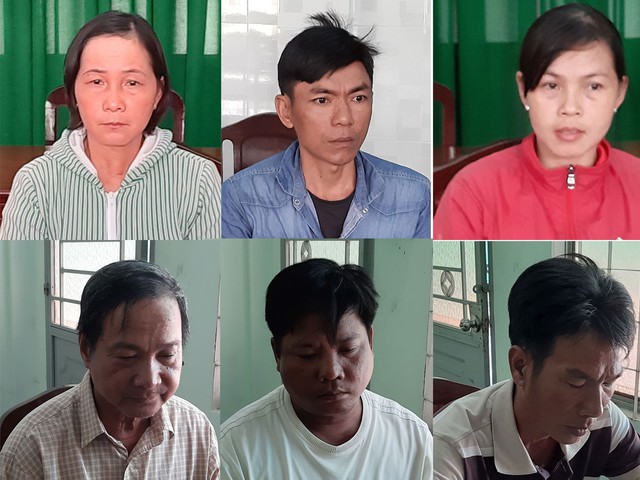 C&aacute;c đối tượng khai nhận h&agrave;nh vi chiếm đoạt t&agrave;i sản tại cơ quan điều tra.
