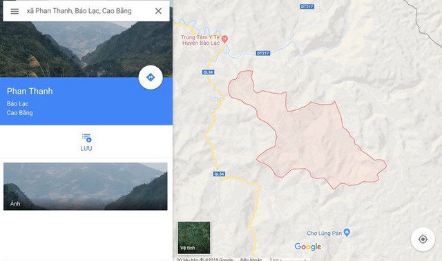 Xã Phan Thanh, huyện Bảo Lạc nơi xảy ra vụ án mạng (Ảnh:Google Maps)