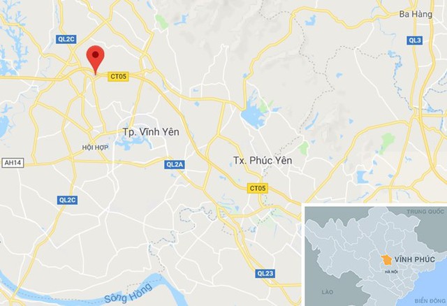 
Nơi xảy ra sự cố khiến 3 người thương vong (chấm đỏ). Ảnh: Google Maps.
