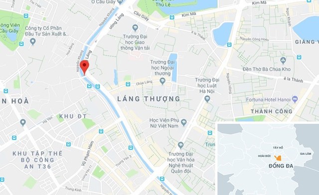 Cầu Cót (chấm đỏ) nơi xảy ra vụ việc. Ảnh: Google Maps.