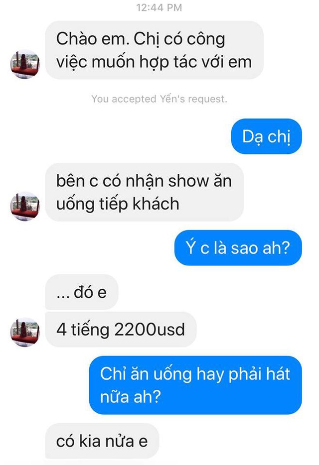 Ảnh chụp màn hình tin nhắn dụ dỗ Pha Lê