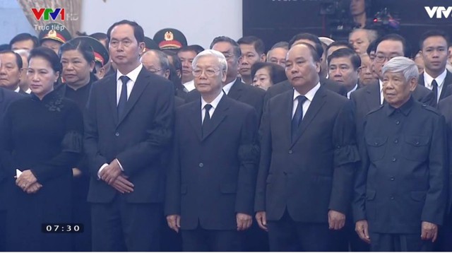 Tổng Bí thư Nguyễn Phú Trọng và các lãnh đạo Đảng, Nhà nước tại lễ tang.
