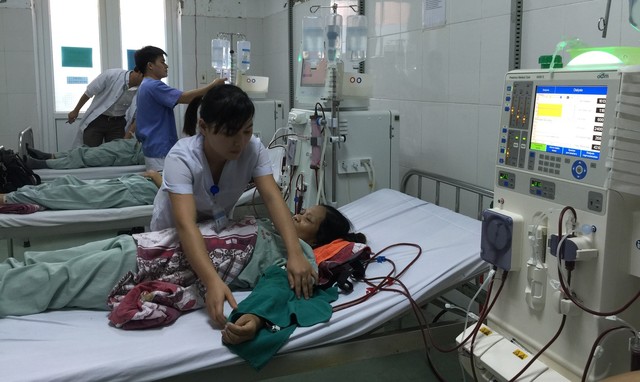 
Chăm sóc bệnh nhân chạy thận nhân tạo tại Bệnh viện Đa khoa Đống Đa (Hà Nội) – một trong 29 bệnh viện tham gia chương trình khảo sát thí điểm.     Ảnh: T.N
