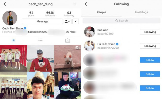 Sau tất cả, Bảo Anh là nghệ sĩ nữ duy nhất mà chàng thủ môn Thanh Hoá theo dõi trên instagram.