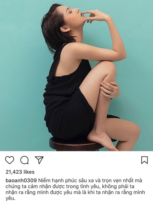 Thời gian gần đây, Bảo Anh thường xuyên chia sẻ úp mở về việc đang yêu.