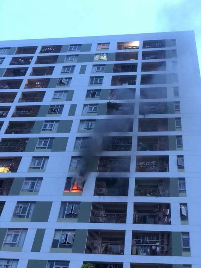 
Lửa bốc lên từ căn hộ khiến cư dân ở chung cư này hoảng loạn. Rất may ngọn lửa nhanh chóng được khống chế . Ảnh: Công an TP.HCM.
