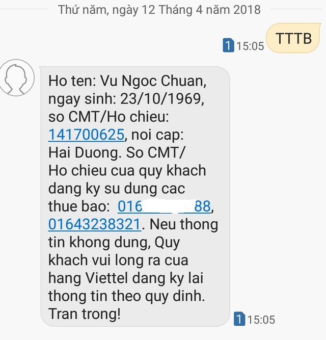 Nhà mạng bó tay không kiểm tra được thông tin cá nhân của thuê bao được thay đổi vào lúc nào.