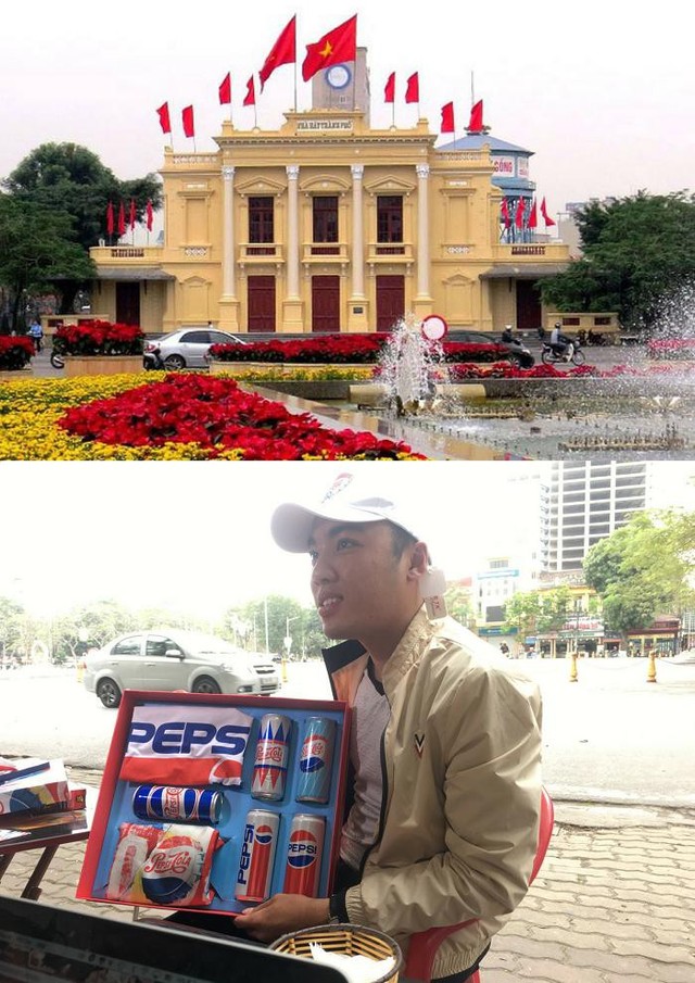 
Toàn cảnh Nhà hát Lớn Hải Phòng và Hiếu cùng Gift box đến từ Pepsi.
