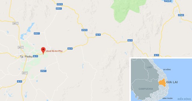 
Sự việc xảy ra tại x&atilde; An Ph&uacute;, TP Pleiku, Gia Lai. Ảnh: Google Maps
