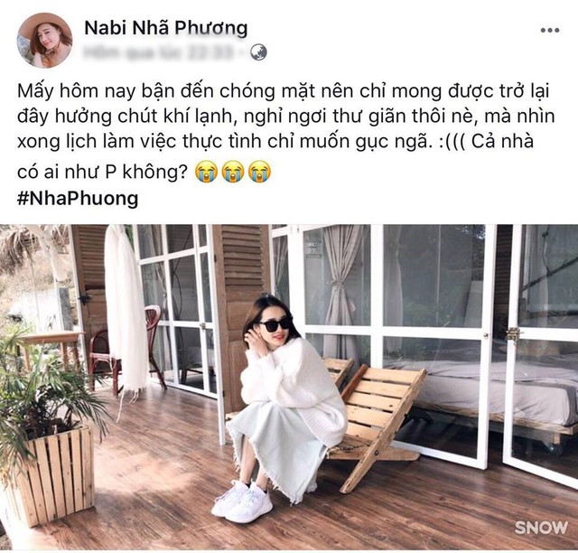 
Nhã Phương tiết lộ muốn gục ngã trên fanpage chính thức của mình.
