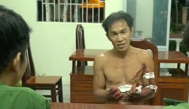 
Nghi phạm Tâm tại cơ quan công an
