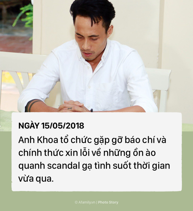 Mặc dù buổi họp báo chỉ diễn ra chớp nhoáng chưa đầy 12 phút song Phạm Anh Khoa đã chân thành gửi lời xin lỗi tới vũ công Phạm Lịch, Nga My, anh cũng gửi lời xin lỗi tới vợ con mình vì đã bị ảnh hưởng bởi scandal này.