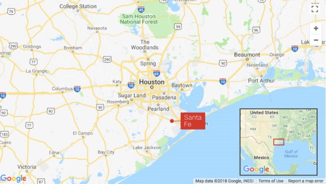 Thành phố Santa Fe cách thành phố Houston khoảng 65 km về phía đông nam. Bản đồ: CNN.