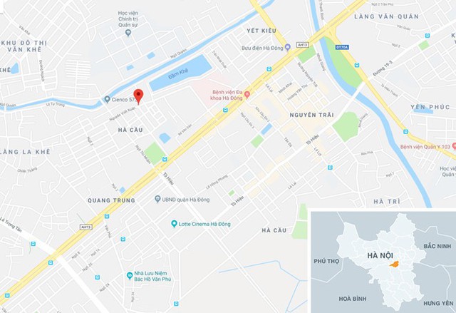 
Đường Nguyễn Viết Xuân, Hà Đông, nơi xảy ra sự việc. Ảnh: Google Maps.
