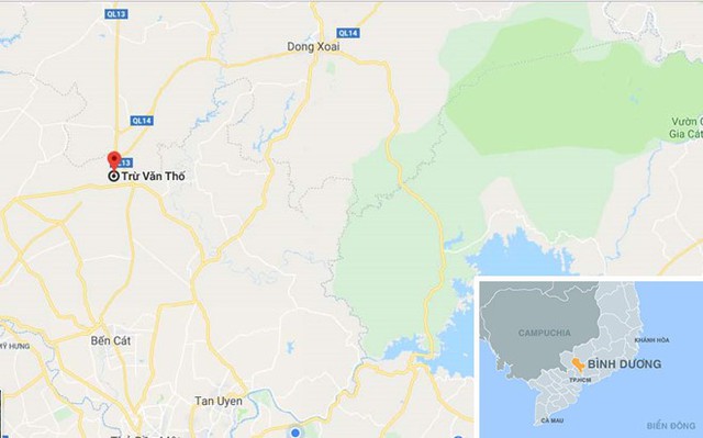 
Vị trí nhóm người cắt tai cô gái. Ảnh: Google Maps.
