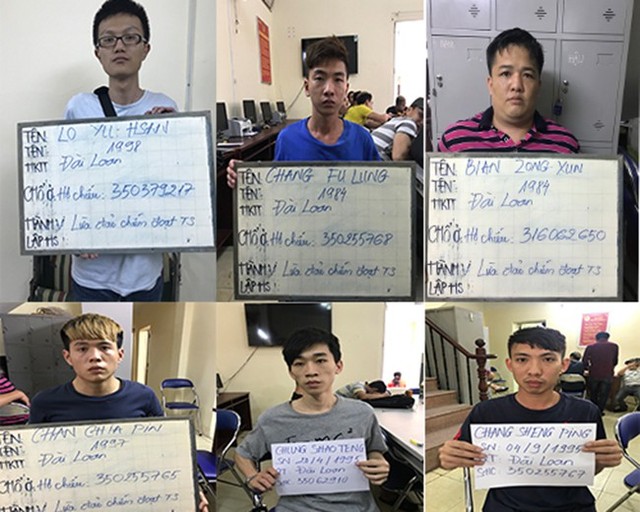 
Sáu người Đài Loan bị bắt giữ. Ảnh: Viết Phạm.
