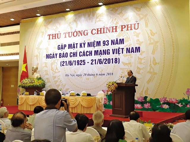
Thủ tướng Nguyễn Xuân Phúc phát biểu tại buổi gặp mặt. Ảnh: TG
