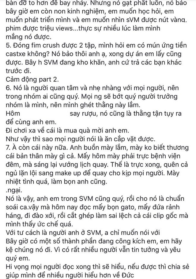 Tài khoản Đức Hoàng lên tiếng bênh vực Lê Đức. Ảnh chụp màn hình.