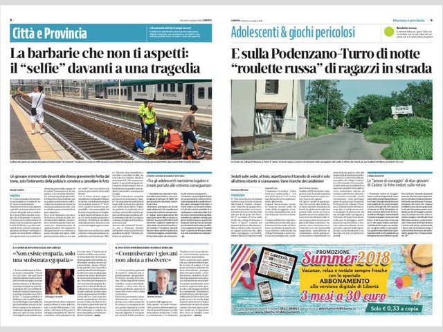 H&igrave;nh ảnh được đăng tr&ecirc;n tờ Piacenza Liberta khiến dư luận Italia dậy s&oacute;ng (Ảnh Facebook nh&agrave; b&aacute;o Giorgio A. Lambri )