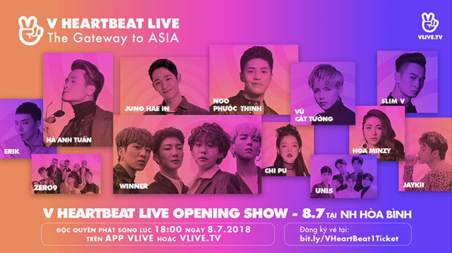 Show đầu tiên của V Heartbeat diễn ra 8/7 với sự tham gia của nhiều nghệ sĩ Việt và nhóm Winner