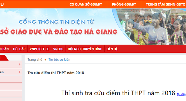 
Trang web của Sở GD-ĐT Hà Giang - Ảnh chụp màn hình
