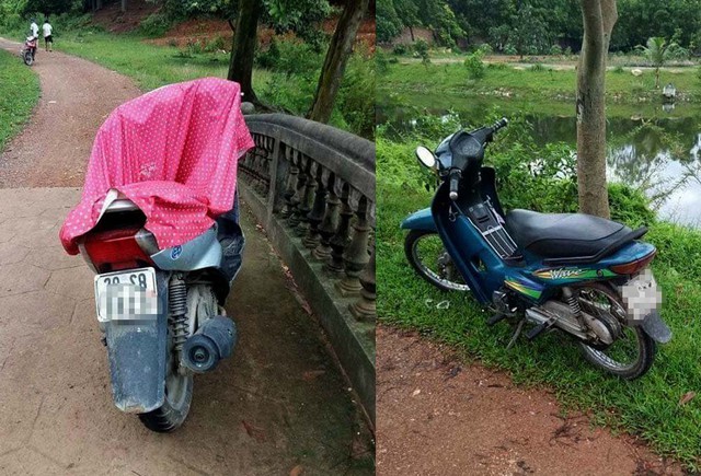 Hai xe m&aacute;y dựng gần hiện trường. Ảnh: Trung Nguyễn