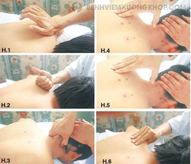 
Hướng dẫn bấm huyệt giảm đau cổ vai gáy. Ảnh: Benhvienxuongkhop.com
