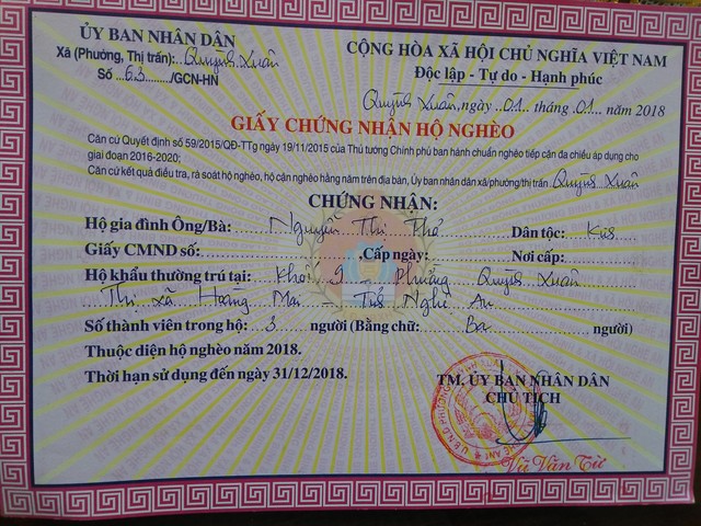 
Chị Thơ là một trong những hộ nghèo của phường Quỳnh Xuân.
