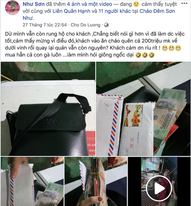 Chị Như sau đó đăng lên facebook và được rất nhiều người quan tâm.