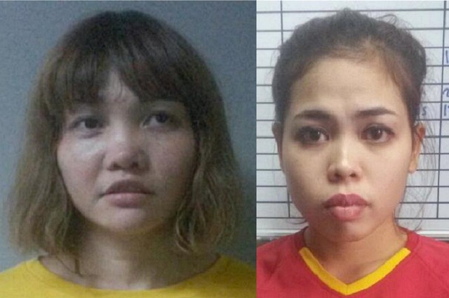 
Chân dung hai bị cáo trong vụ ám sát nạn nhân nghi là Kim Jong-nam.
