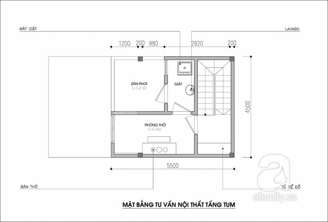 Mặt bằng tư vấn tầng tum.