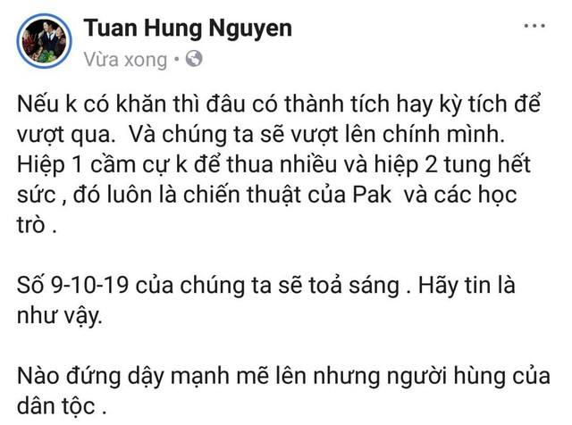 Tuấn Hưng truyền thêm sức mạnh cho Olympic Việt Nam.