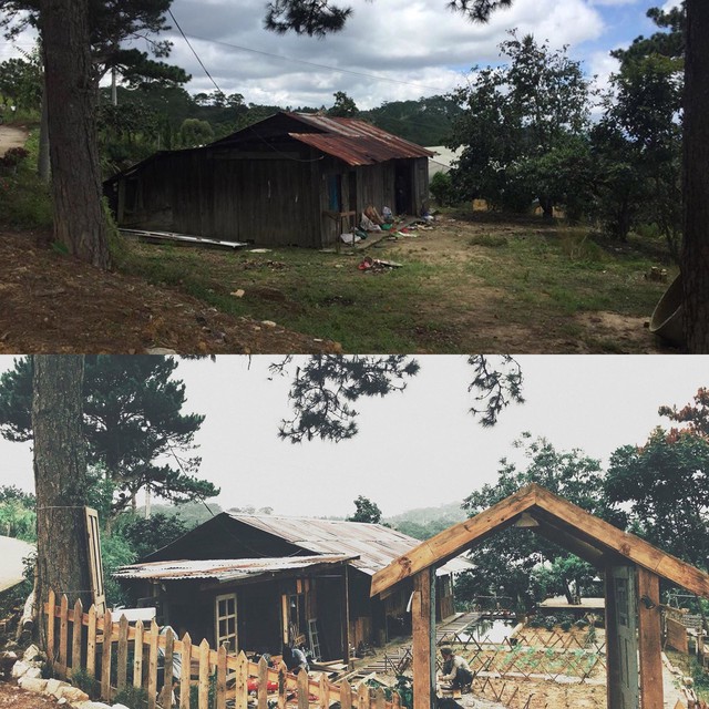 Hình ảnh trước và sau khi gần hoàn thành ngôi nhà