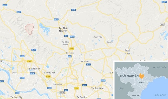 Xã Mỹ Yên (vùng màu đỏ) nơi xảy ra vụ việc. Ảnh: Google Maps.