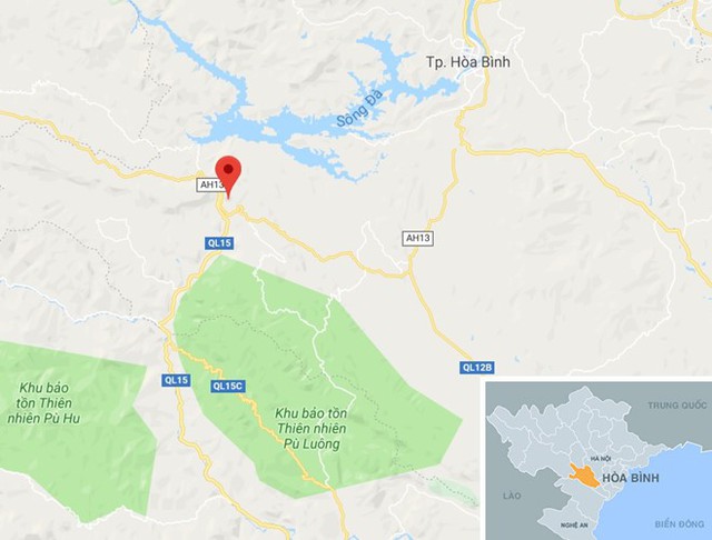 Xã Tòng Đậu cách TP Hòa Bình chừng 60 km. Ảnh: Google Maps.