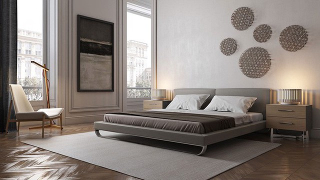 7. Tạo cảm giác hiện đại cho phòng ngủ nhờ thiết kế giường đơn giản này. Với lớp phủ bằng mạ crôm khéo léo được sơn phủ bóng bẩy, có 3 màu cho bạn lựa chọn thì đây chính là một mẫu thiết kế bạn cần lưu tâm.