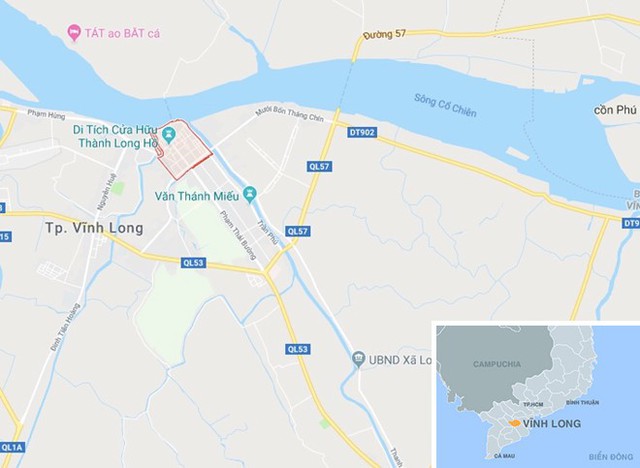 Phường 1 (khoanh đỏ), nơi xảy ra vụ trộm. Ảnh: Google Maps.