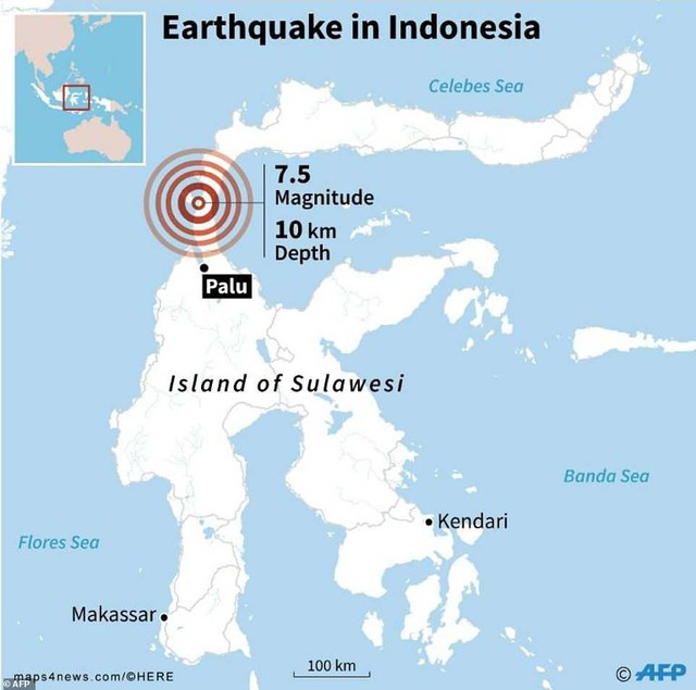 Indonesia nằm trên Vành đai Lửa Thái Bình Dương, nơi các mảng kiến tạo va chạm, gây ra nhiều trận động đất và phun trào núi lửa. Lúc 18h02 ngày 28/9 (giờ địa phương), một trận động đất mạnh 7,5 độ, tâm chấn ở độ sâu 10 km dưới mặt đất, xảy ra ngoài khơi đảo Sulawesi, Indonesia, tạo ra đợt sóng thần cao khoảng ba mét ập vào bờ, tàn phá nhiều khu vực ven biển của thành phố Palu và thị trấn Donggala. Hồi tháng 8, liên tiếp những trận động đất lớn xảy ra làm hơn 500 người ở hòn đảo du lịch Lombok của nước này thiệt mạng. Năm 2004, một trận động đất lớn tấn công đảo Sumatra ở phía nam gây ra sóng thần trên khắp khu vực Ấn Độ Dương, khiến 226.000 người trên 13 quốc gia thiệt mạng, trong đó có 120.000 người Indonesia.
