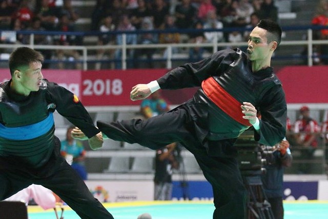 Tại ASIAD 2018, Trần Đình Nam đạt Huy chương vàng ở bộ môn võ Pencak-Silat. Ảnh: TL