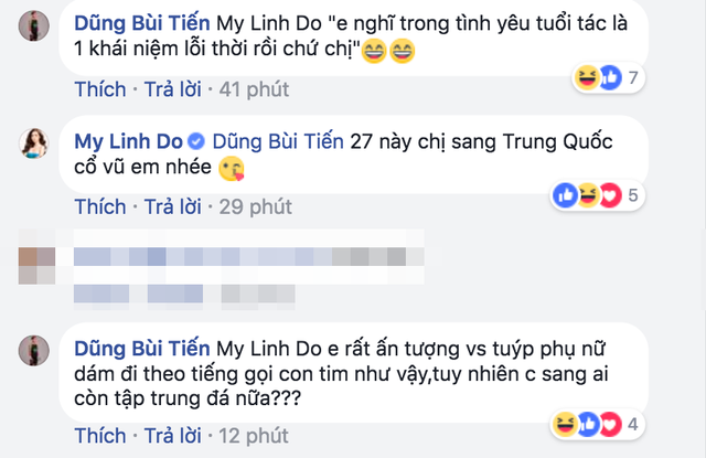 
Bùi Tiến Dũng trò chuyện trên facebook Đỗ Mỹ Linh.
