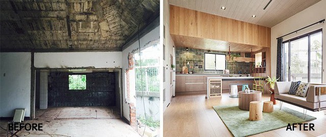 Hình ảnh ngôi nhà trước và sau khi cải tạo.