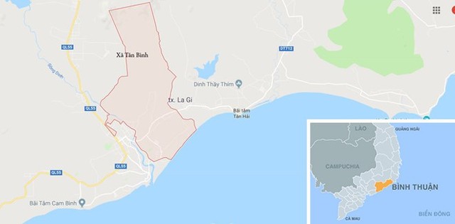 Xã Tân Bình, nơi xảy ra vụ tai nạn. Ảnh: Google Maps.