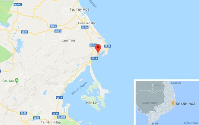 
Chấm đỏ thuộc đèo Cả, nơi xảy ra vụ việc. Ảnh: Google Maps.
