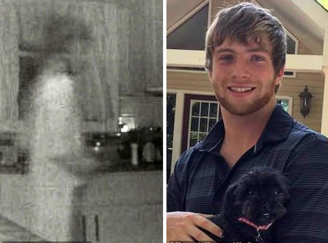 Bóng ma (trái) có hình dạng gần giống Robbie (phải), người đã chết hai năm trước do sốc thuốc ở Atlanta, bang Georgia, Mỹ. Ảnh: Kenedy News and Media.
