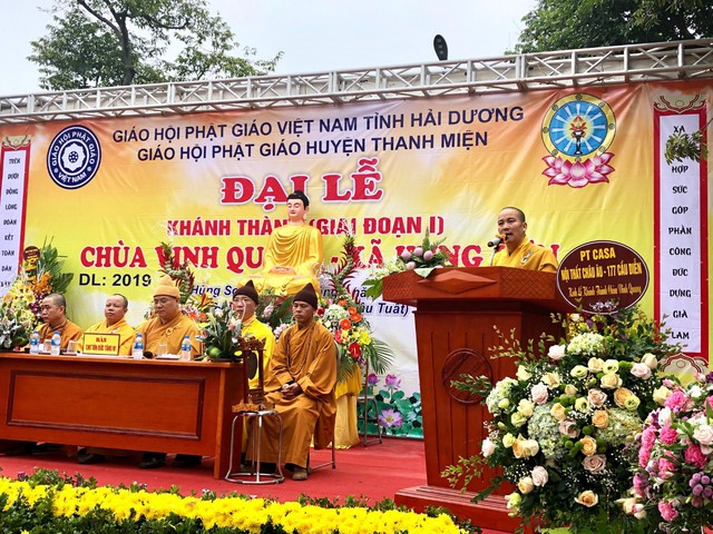 Đại đức Thích Thanh Lương giành nhiều sự tri ân đến đảng bộ, chính quyền xã Hùng Sơn và nhân dân, Phật tử