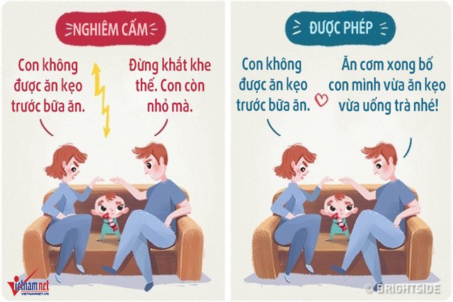 Cha mẹ nên thống nhất ý kiến với nhau. Nếu mẹ đang phạt trẻ thì cha không nên can thiệp vào. Điều này không có nghĩa là cha không yêu trẻ mà chỉ để trẻ hiểu rằng, sẽ chẳng ai bênh con nếu con có hành vi sai trái.