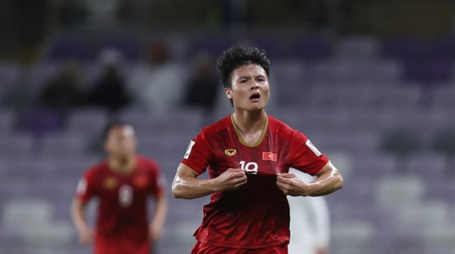 Quang Hải mừng bàn thắng mở tỷ số, góp phần giúp Việt Nam giành chiến thắng 2-0 trước Yemen. Ảnh:AFC.