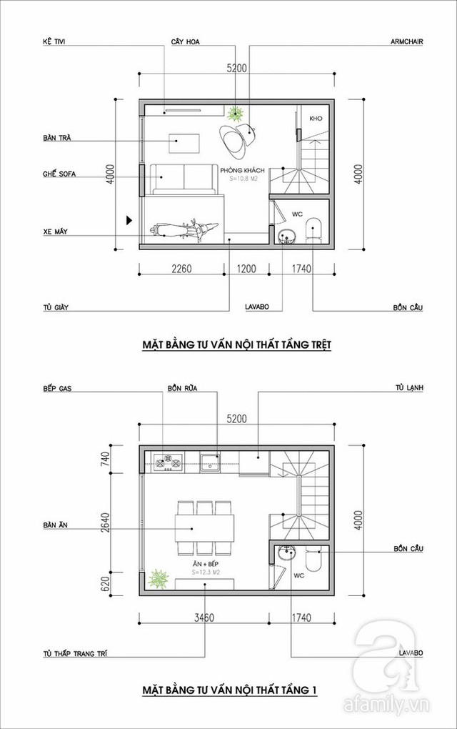 
Mặt bằng tư vấn tầng trệt và tầng 1
