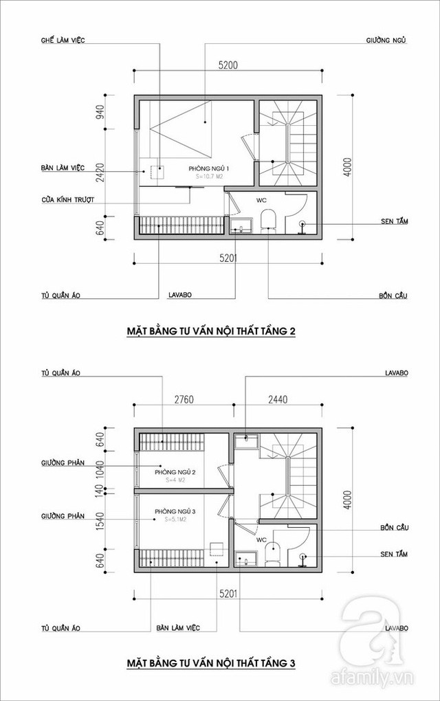 
Mặt bằng tư vấn tầng 2 và tầng 3
