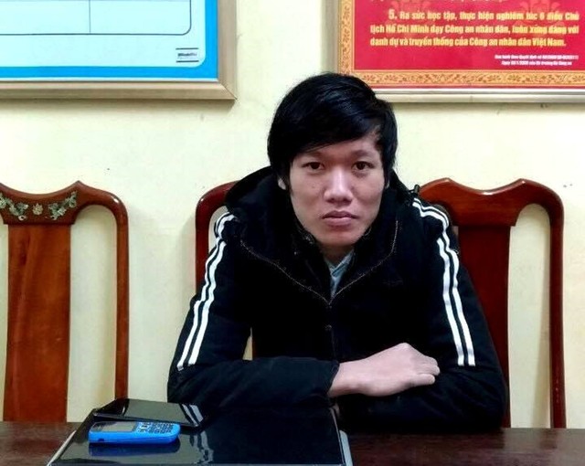 Đối tượng Trần Kim Hùng tại cơ quan điều tra.
